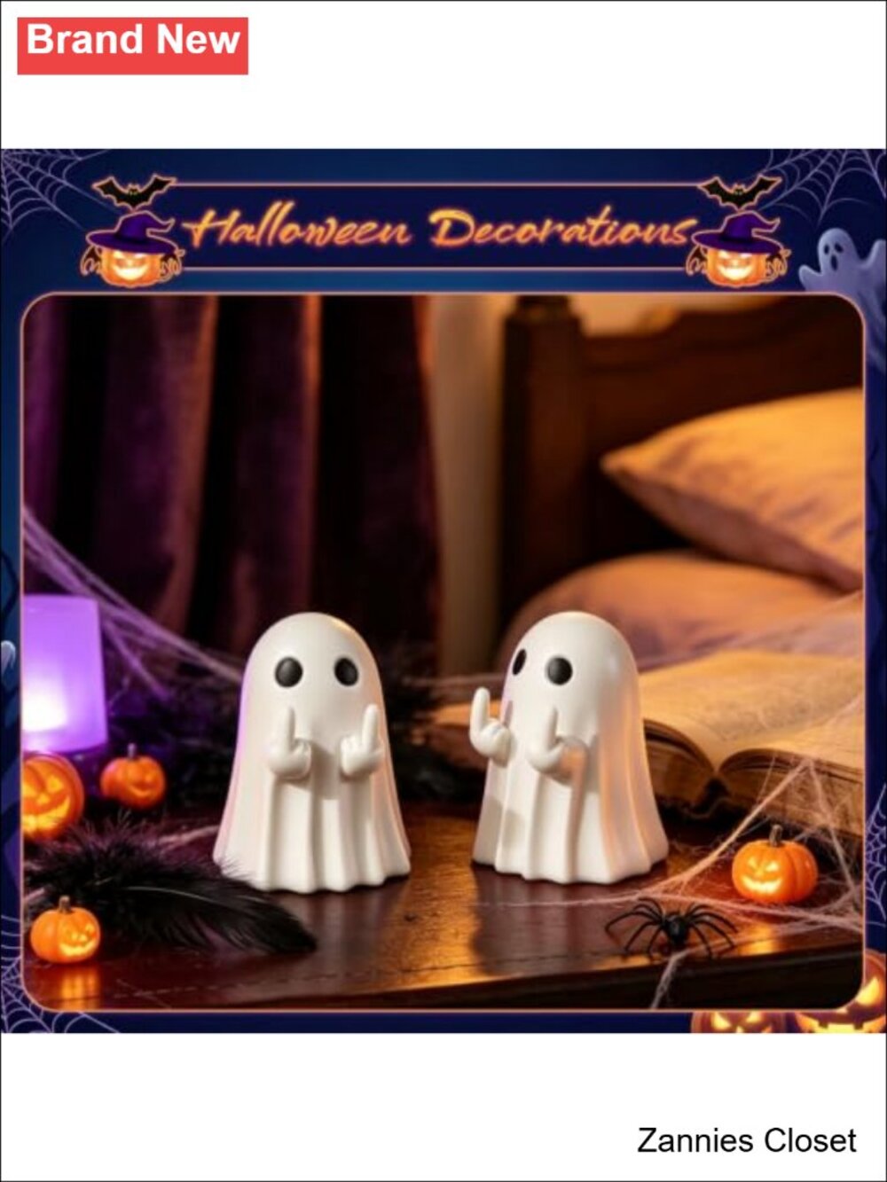 ๐ป 2Pcs Halloween Ghost Figurine, Cute Spooky Resin Ghost Statue Tabletop Home - Picture 6 of 6